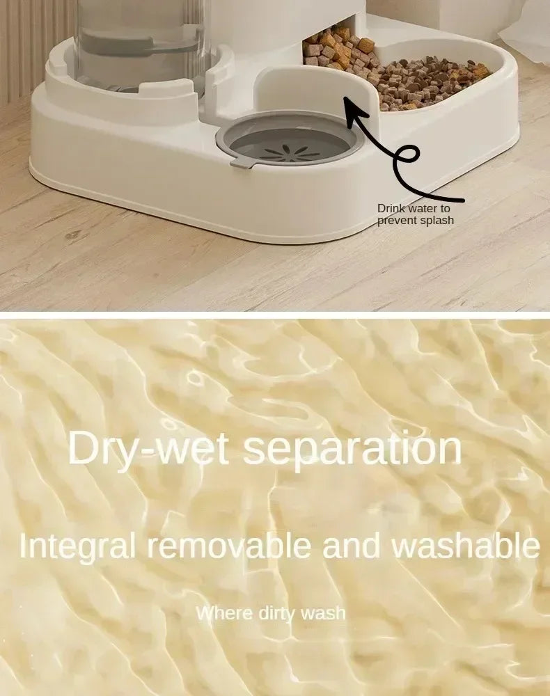 Automatic Pet Feeder with Water Fountain - Large Dispenser for Cats/Dogs, Puppy/Kitten Feeding/Water Station