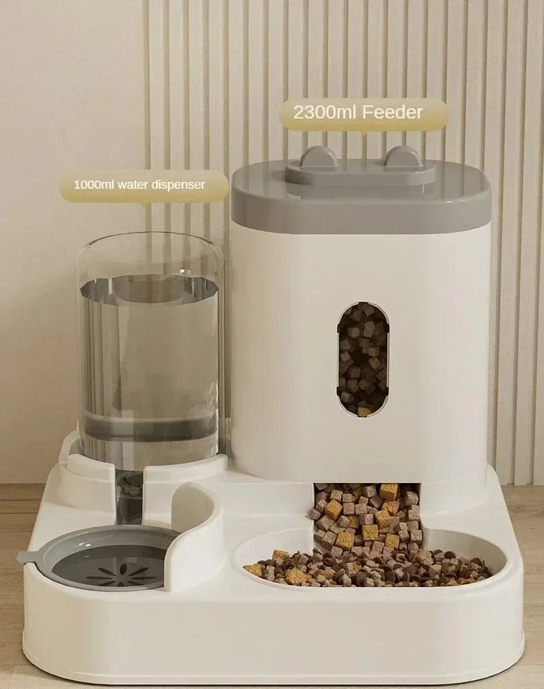Automatic Pet Feeder with Water Fountain - Large Dispenser for Cats/Dogs, Puppy/Kitten Feeding/Water Station