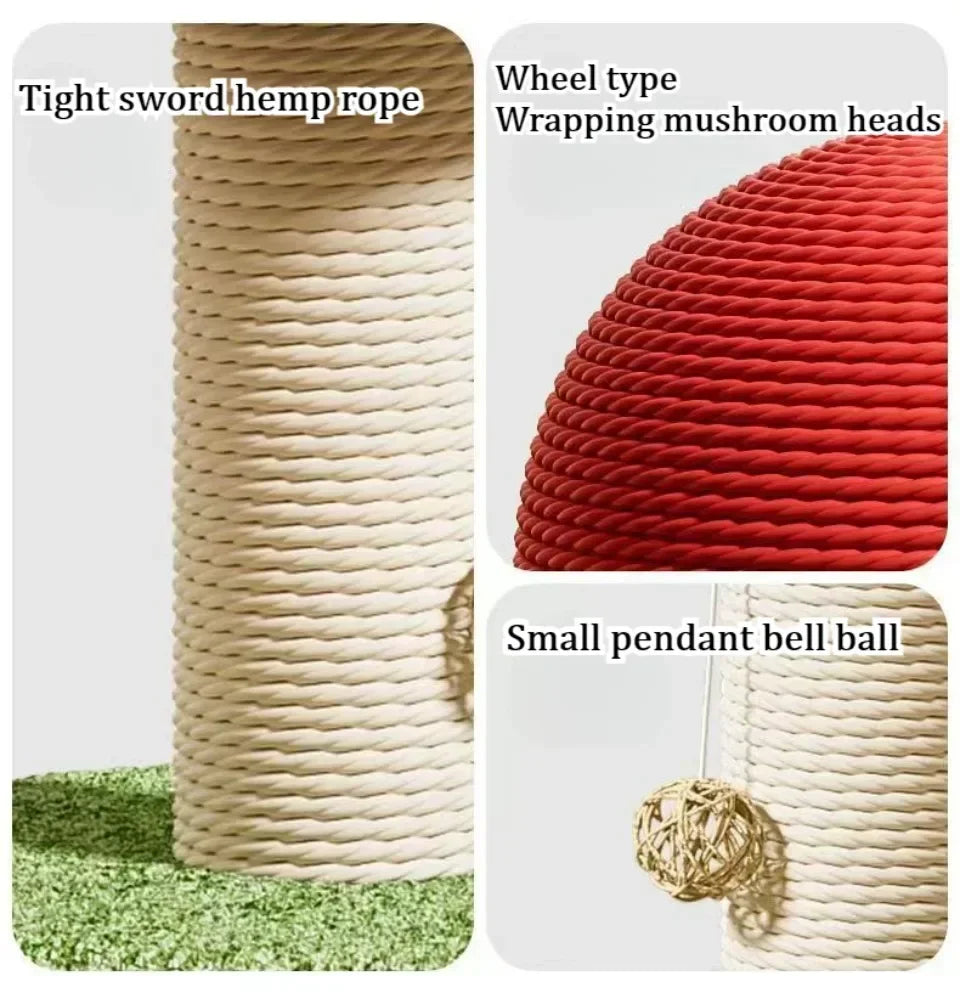 Mushroom Cat Scratching Tree Wear-resistant Scratching Column Kitten Climbing Frame Kitty Toys Household Cat Climbing Tower