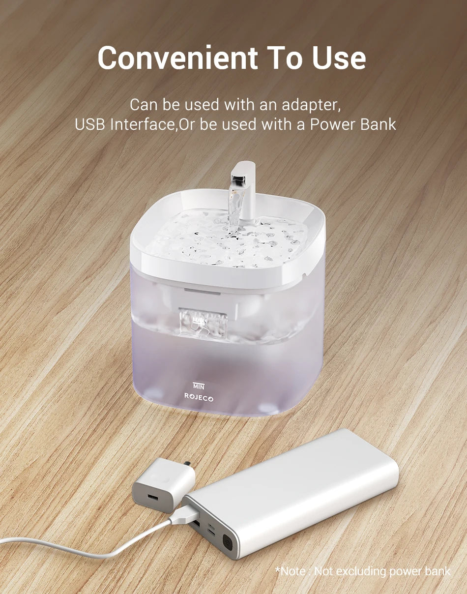 ROJECO Smart Cat & Dog Water Fountain – Automatic Pet Water Dispenser with Recirculating Filter