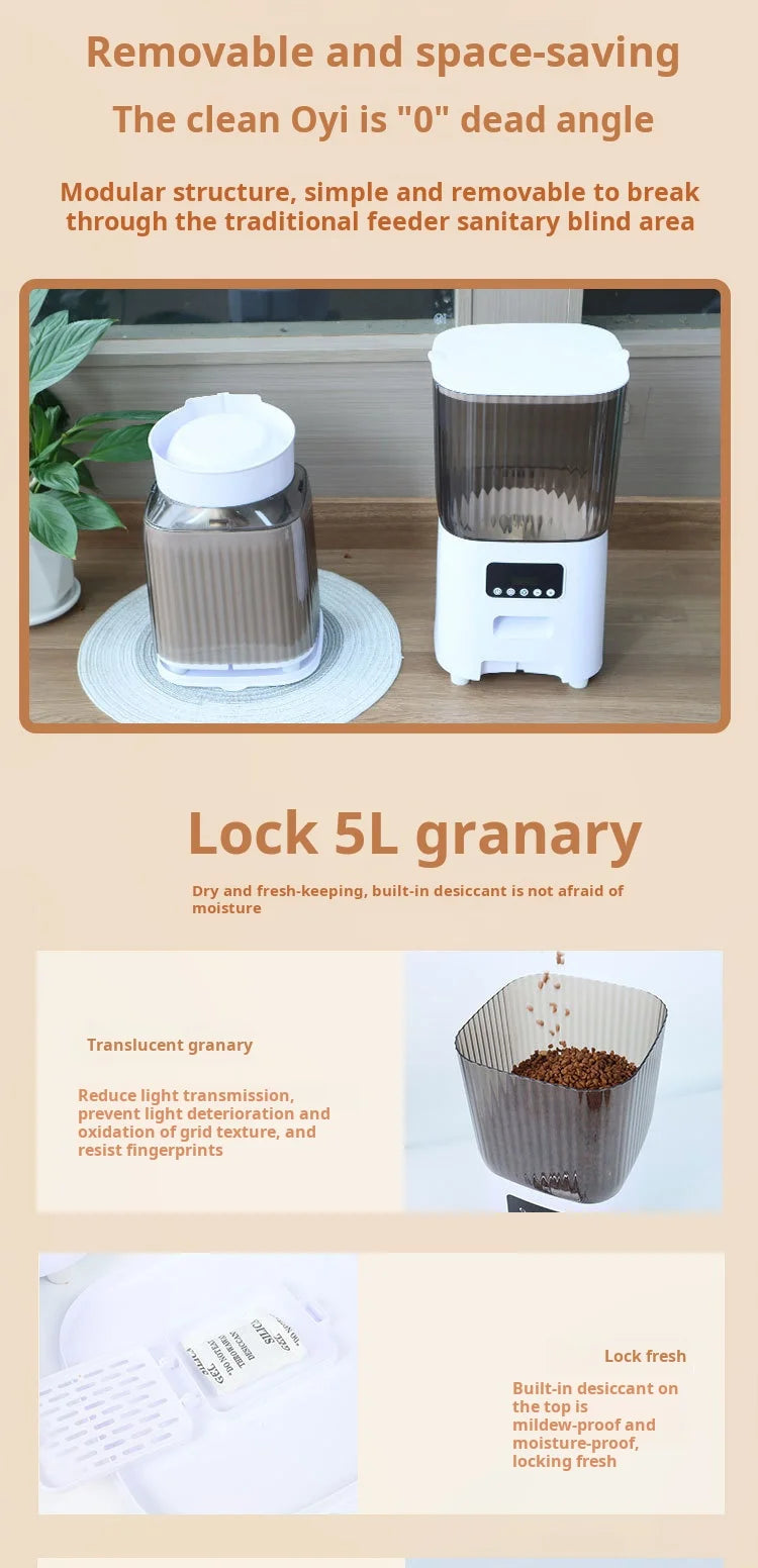 5L Automatic Feeder Cats WiFi with Camera HD Smart Interactive Pet Food Dispenser Timer Stainless Steel Bowl Auto Dog Feeder