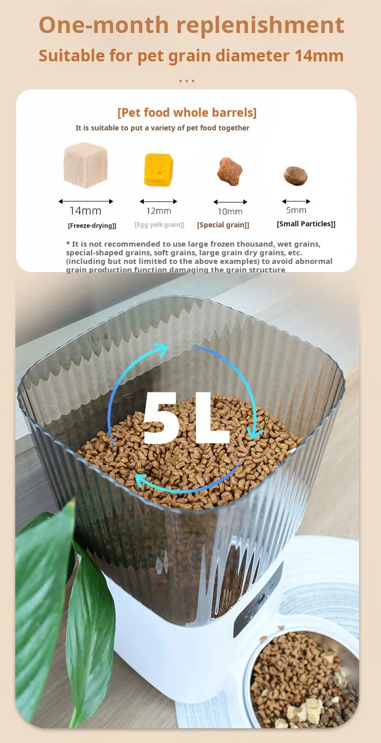 5L Automatic Feeder Cats WiFi with Camera HD Smart Interactive Pet Food Dispenser Timer Stainless Steel Bowl Auto Dog Feeder