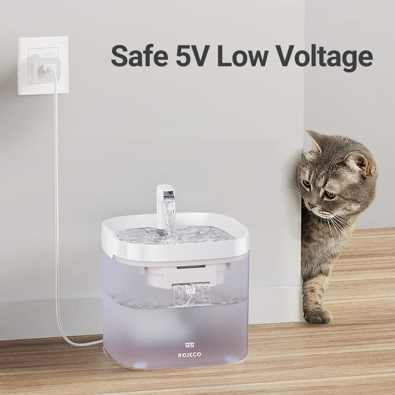 ROJECO Smart Cat & Dog Water Fountain – Automatic Pet Water Dispenser with Recirculating Filter