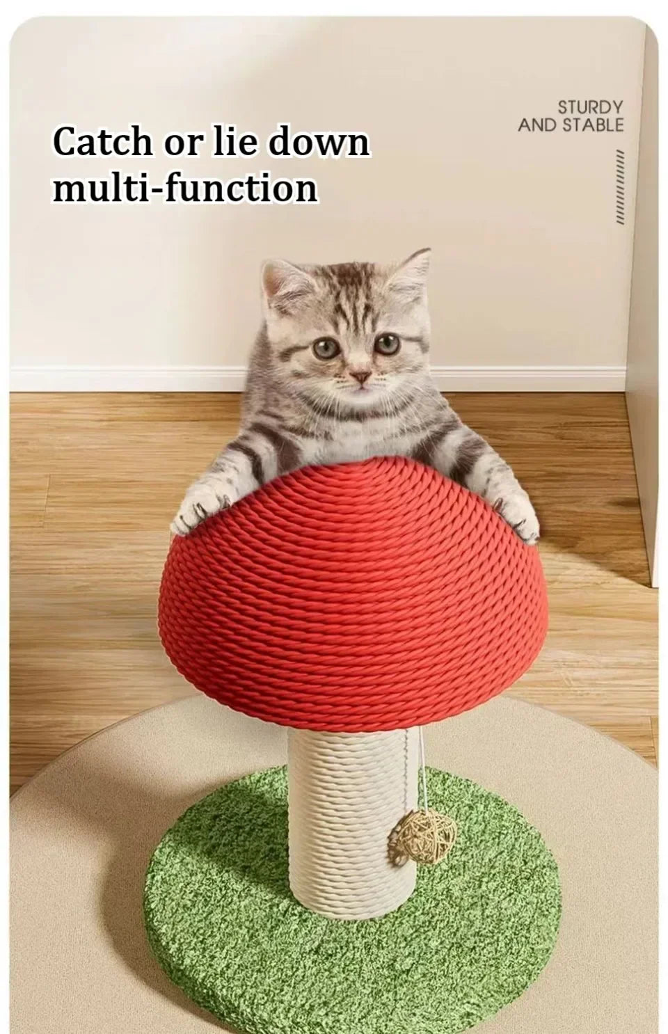 Mushroom Cat Scratching Tree Wear-resistant Scratching Column Kitten Climbing Frame Kitty Toys Household Cat Climbing Tower