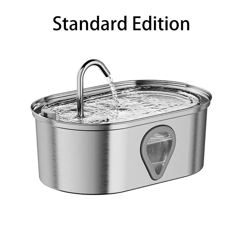 Stainless Steel Pet Water Feeder Cat Automatic Water Fountain USB Electric Mute for Cat Dog Filter Fountain Smart Drinking Bowl