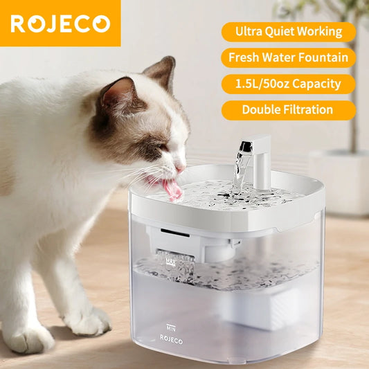 ROJECO Smart Cat & Dog Water Fountain – Automatic Pet Water Dispenser with Recirculating Filter