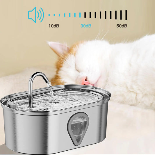 Stainless Steel Pet Water Feeder Cat Automatic Water Fountain USB Electric Mute for Cat Dog Filter Fountain Smart Drinking Bowl