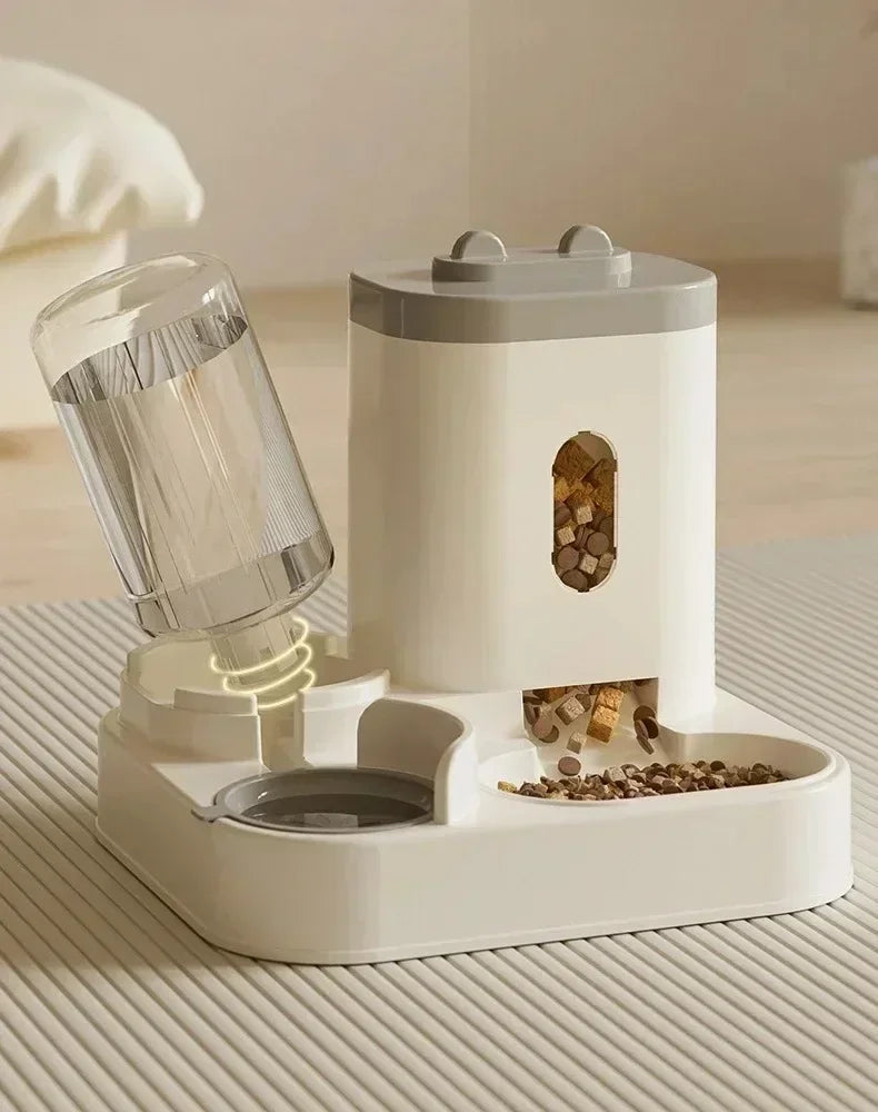 Automatic Pet Feeder with Water Fountain - Large Dispenser for Cats/Dogs, Puppy/Kitten Feeding/Water Station