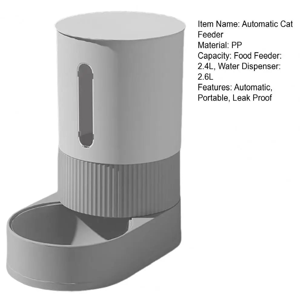 Automatic Cat Feeder Automatic Pet Feeder Water Dispenser Set for Cats Dogs 2-in-1 Food Bowl with Stainless Steel Insert