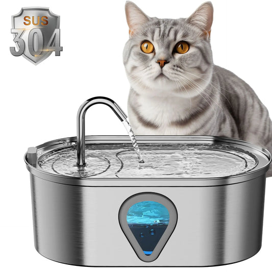 Stainless Steel Pet Water Feeder Cat Automatic Water Fountain USB Electric Mute for Cat Dog Filter Fountain Smart Drinking Bowl