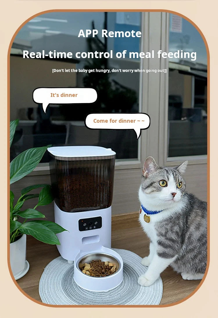 5L Automatic Feeder Cats WiFi with Camera HD Smart Interactive Pet Food Dispenser Timer Stainless Steel Bowl Auto Dog Feeder