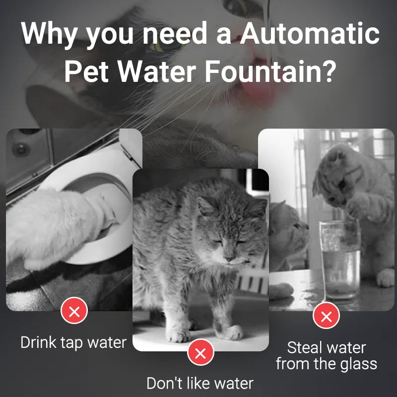 ROJECO Smart Cat & Dog Water Fountain – Automatic Pet Water Dispenser with Recirculating Filter