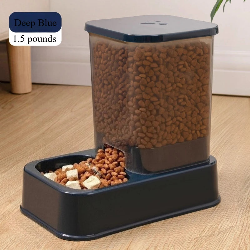Automatic Cat and Dog Feeder with Drinker - Pet Food Bowl and Drinker Set,Smart Portion Control for Cat and Dog,Without Battery